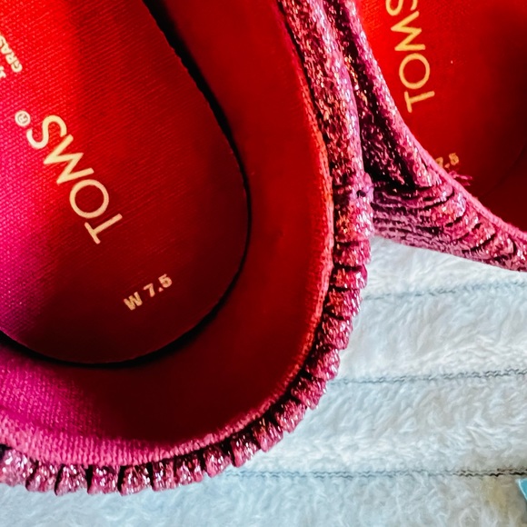 TOMS Womens Alpargata Dark Rose Glimmer Cord 7.5 EUC - Picture 2 of 9